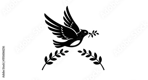 Flying dove with olive branch vector