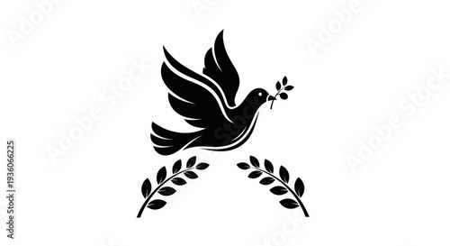 Flying dove with olive branch vector
