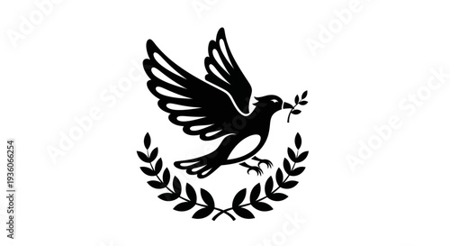 Flying dove with olive branch vector