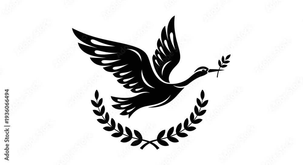 Obraz premium Flying dove with olive branch vector