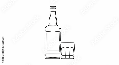 Bottle and Glass Outline