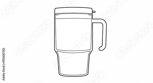 Simple Line Drawing of a Mug