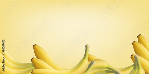 Bananas seamless frame. Vector 3d illustration