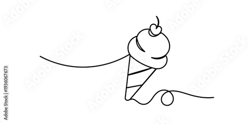 one continuous line of ice cream. ice cream themed celebration decoration. ice cream doodles