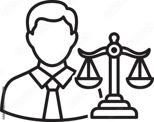 Lawyer or legal professional representing justice with scales of justice icon symbolizing fairness and legal consultation