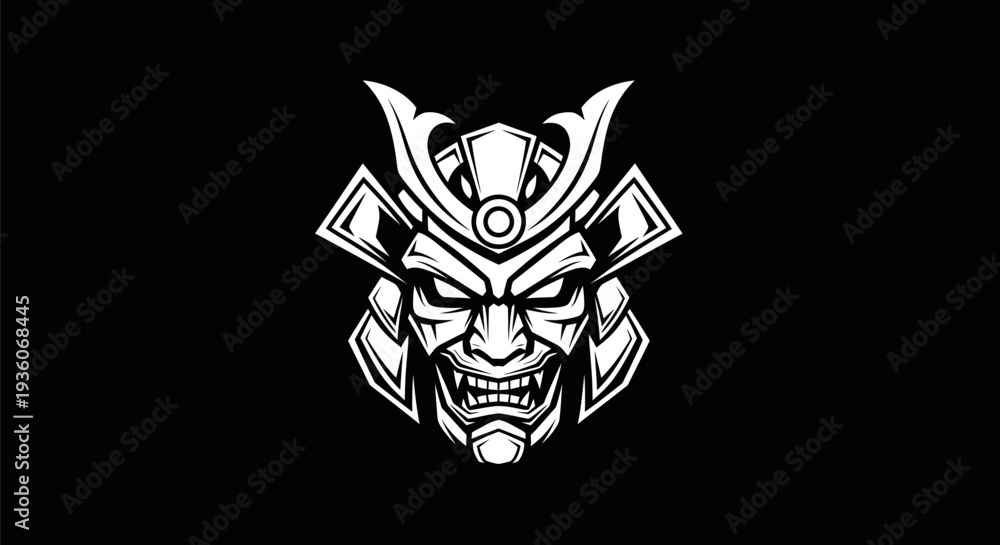 Naklejka premium Samurai warrior mask illustration