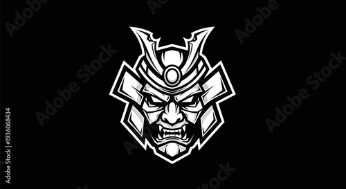 Samurai warrior mask illustration