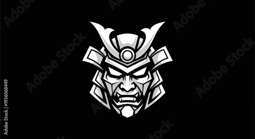 Samurai warrior mask illustration