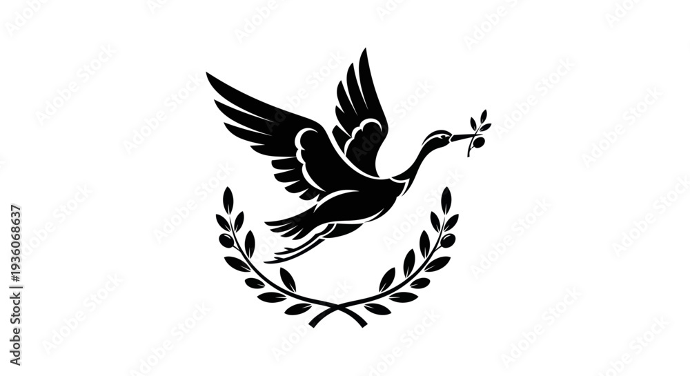 Fototapeta premium Soaring bird with olive branch