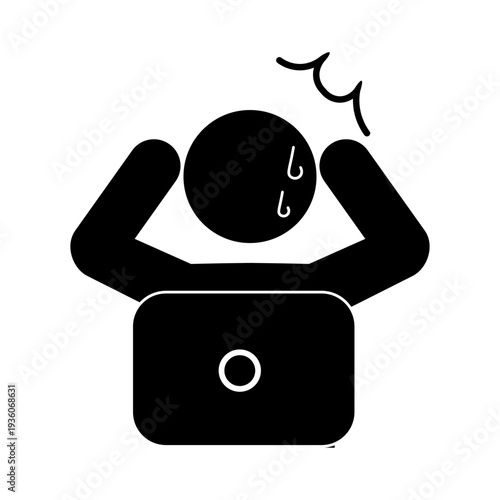 仕事のミスに気づいて焦る人のピクトグラム