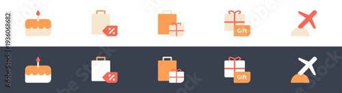 Shopping Menu Icons Light Dark Mode Ecommerce Category Set