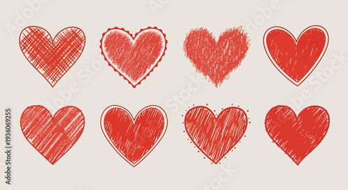 Hand Drawn Red Hearts Collection