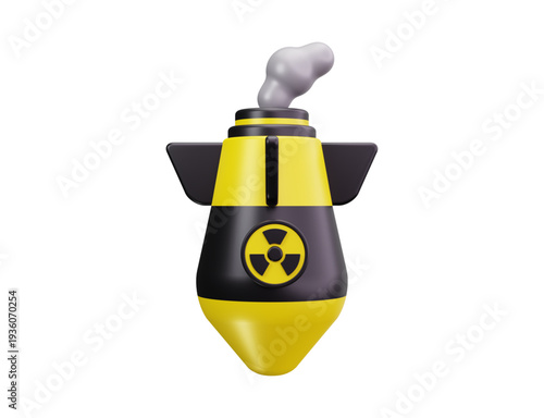 3D stylized nuclear bomb icon with radiation symbol