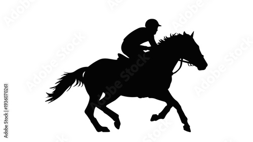 Fast horse racing with jockey silhouette