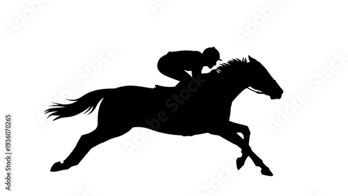 Fast horse racing with jockey silhouette