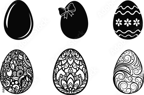 Collection of six intricately designed easter eggs with various patterns