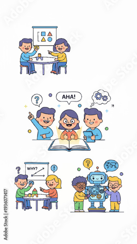 Children learning and experimenting with technology and science.