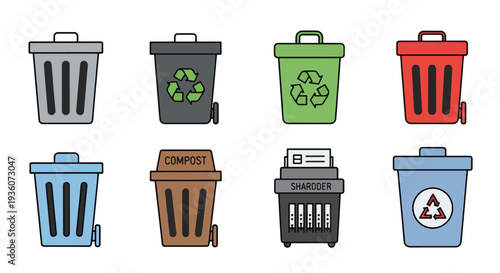 Colorful Trash Can Icons