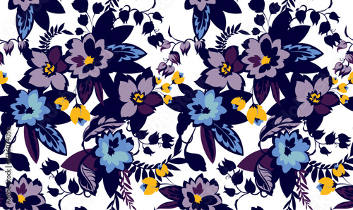 Seamless floral pattern design. Abstract flowers pattern background. Textile print pattern