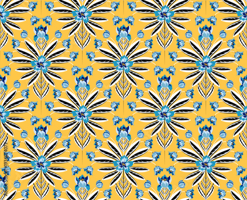 Seamless floral pattern design. Abstract flowers pattern background. Textile print pattern