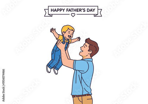 Father happily throwing his child in the air celebrating fathers day.