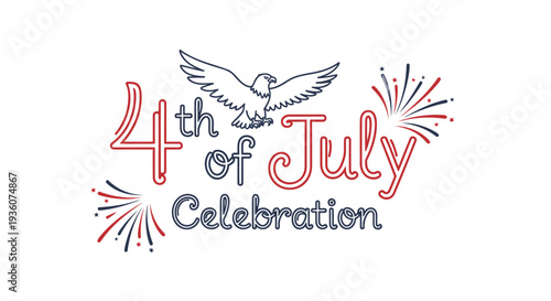 Vector illustration of 4th of July Celebration with dove and fireworks