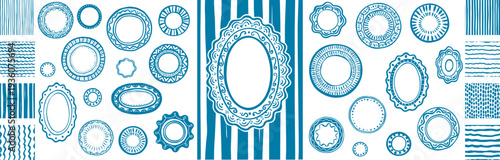 Decorative Plate Frames and Seamless Stripe Patterns Designer Set