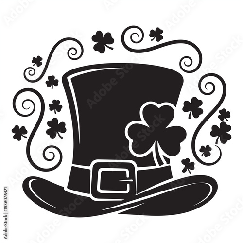 Leprechaun Hat Silhouette Vector for St Patrick Day Irish Holiday Graphic