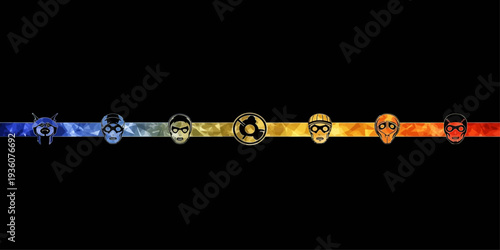 Horizontal emoji evolution timeline showing emotions changing across colorful gradient