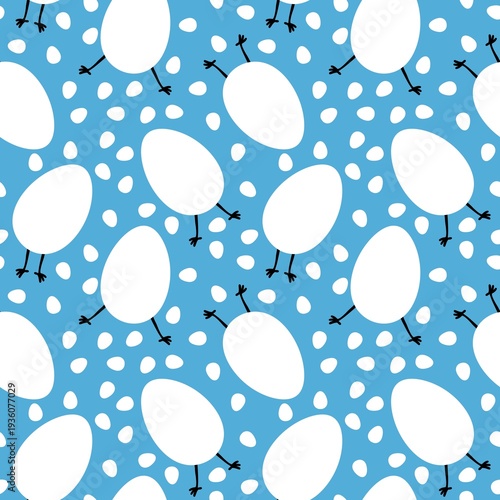 Easter chicken seamless birds and eggs pattern for wrapping paper and fabrics and linens and kids clothes print