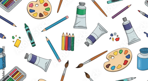 Colorful Art Supplies Pattern