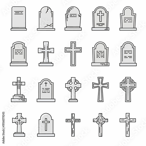 Gravestone Icons Set