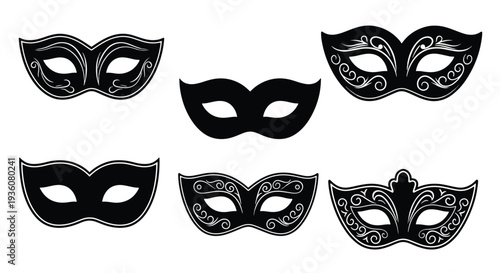 Black Masquerade Masks Set