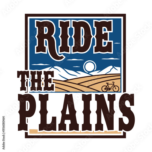Ride the plains with a bicycle on a sunny day in a beautiful landscape tshirt design