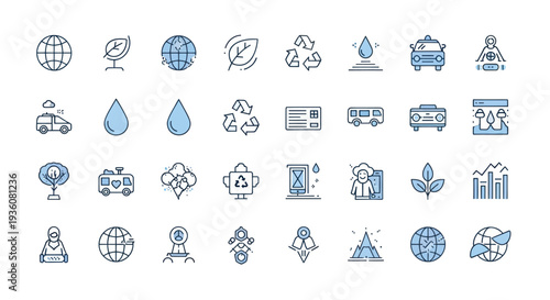 Eco friendly icons environment recycling travel