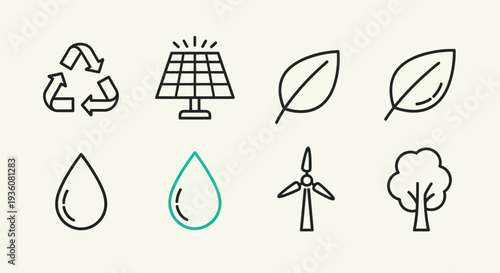 Eco friendly icons sustainable energy and nature