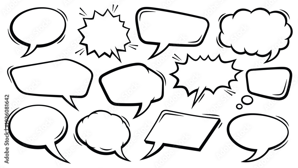 Fototapeta premium Speech Bubbles Collection: Comic Style Talk Clouds for Communication and Ideas