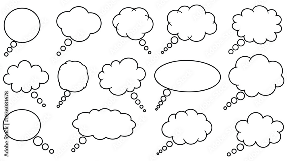 Fototapeta premium Collection of Blank Speech Bubbles and Thought Clouds