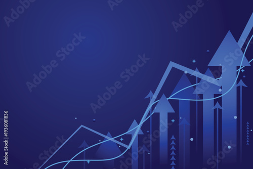A blue graph with arrows and lines on a dark background