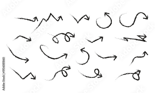 A collection of hand drawn arrows on a white background