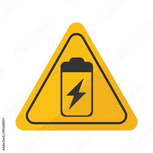 Warning sign for battery with electric shock