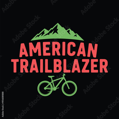 American Trailblazer logo with mountain and bicycle tshirt design