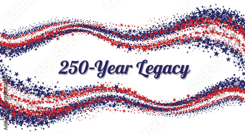 Vector patriotic wave design with 250-Year Legacy text