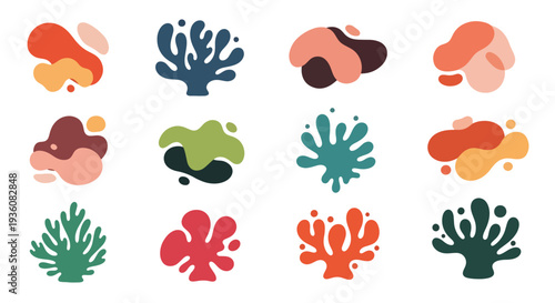 Vibrant Coral and Seaweed Icons