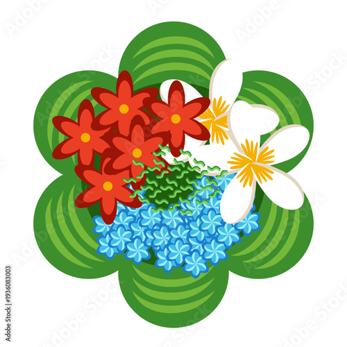 Balinese Canang Sari Flower Offering Illustration
