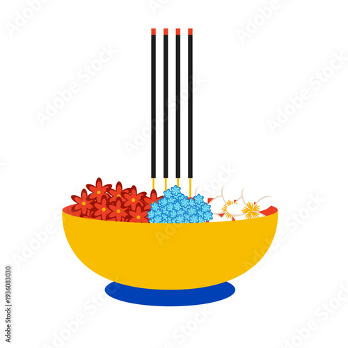 Balinese Incense Offering Bowl Illustration