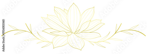 Golden lotus line art vector illustration, vesak day element design