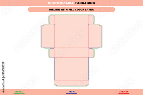 Customizable sweet box editable dieline for confectionery retail packaging vector carton design template modern clear fold structure accurate print ready die line pack