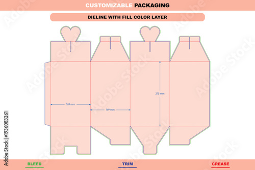Gift box packaging dieline tuck end lid design editable carton template branding customizable retail packaging fold marks accurate professional premium die line pack