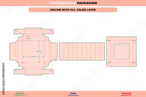 Sweet box with transparent window carton dieline customizable confectionery packaging editable vector design template trendy branding product display die line pack